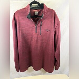 Callaway Golf Sweater Sweatshirt Men's XXL Burgundy 1/4 Zip Pullover 3 pockets